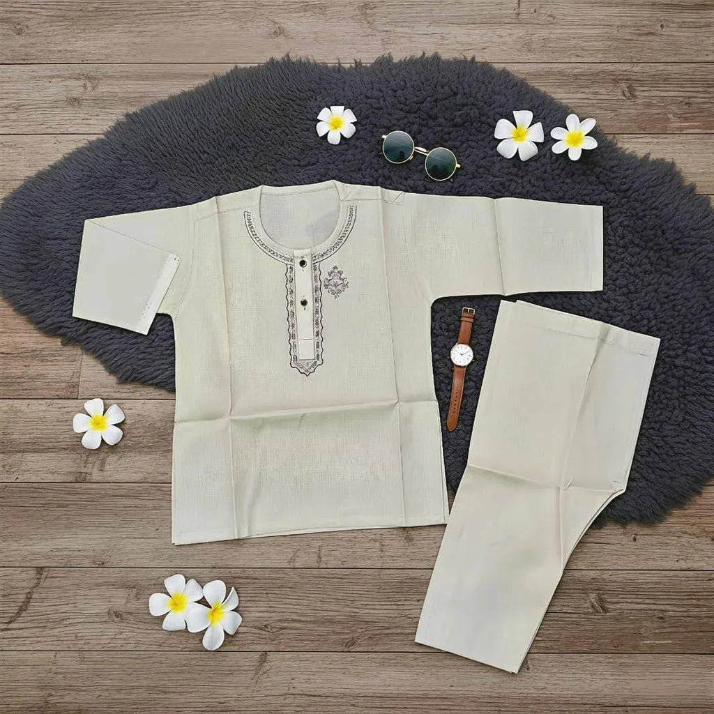 Boys Cotton Kurta Shalwar Set Multicolor – Traditional Pakistani Outfit for Kids