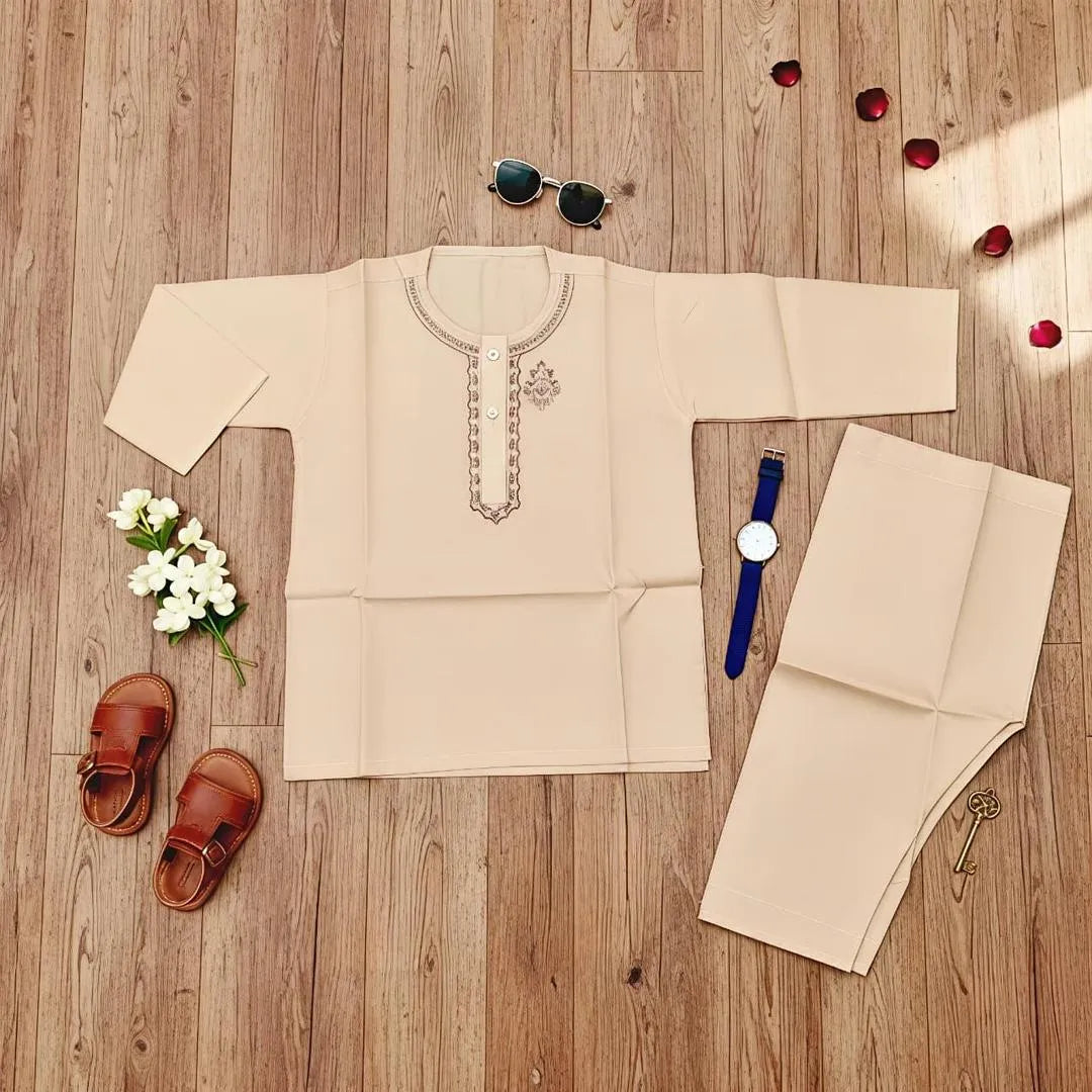 Boys Cotton Kurta Shalwar Set Multicolor – Traditional Pakistani Outfit for Kids