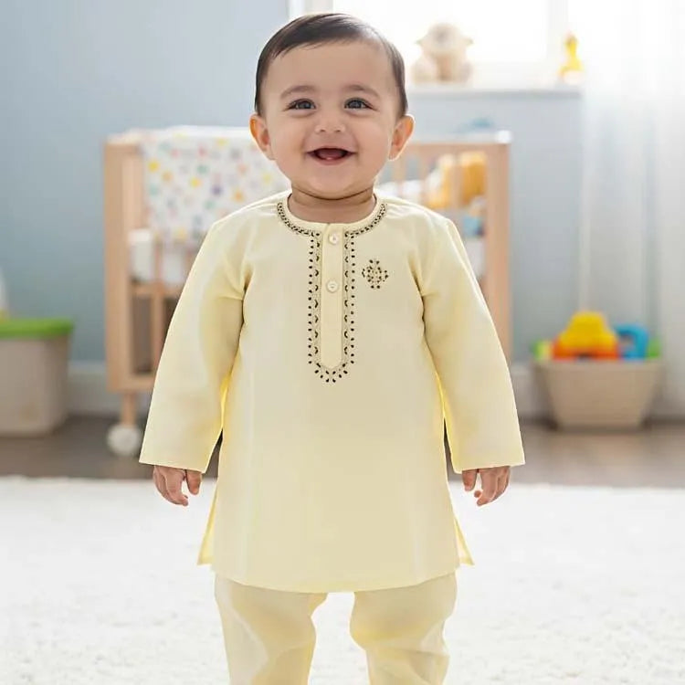 Boys Cotton Kurta Shalwar Set Multicolor – Traditional Pakistani Outfit for Kids