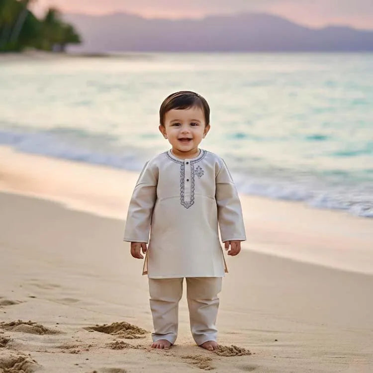 Boys Cotton Kurta Shalwar Set Multicolor – Traditional Pakistani Outfit for Kids