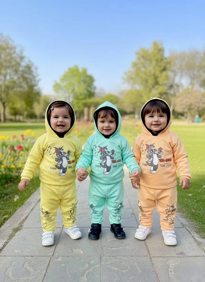 Kids Fleece Hoodie Set 2-Pack – Yellow, Mint & Orange Warm Outfit Set