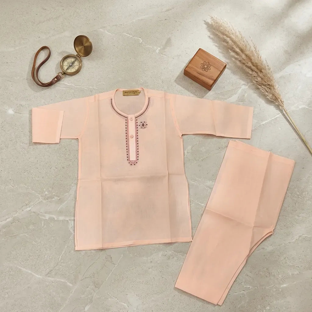 Boys Cotton Kurta Shalwar Set Multicolor – Traditional Pakistani Outfit for Kids
