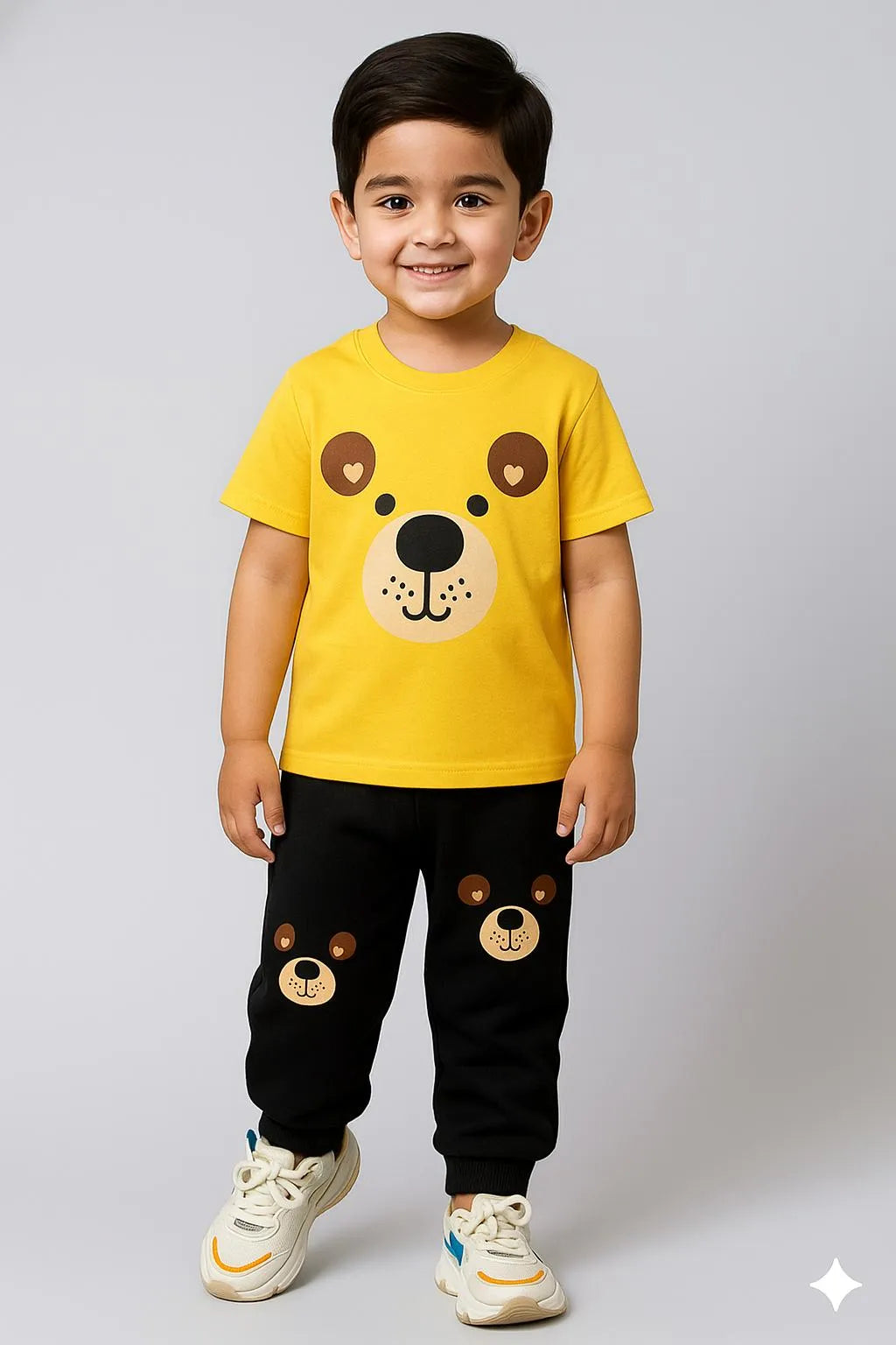Kids Printed Tracksuit Yellow & Black – 2-Piece Outfit for Boys & Girls 1–12 Years