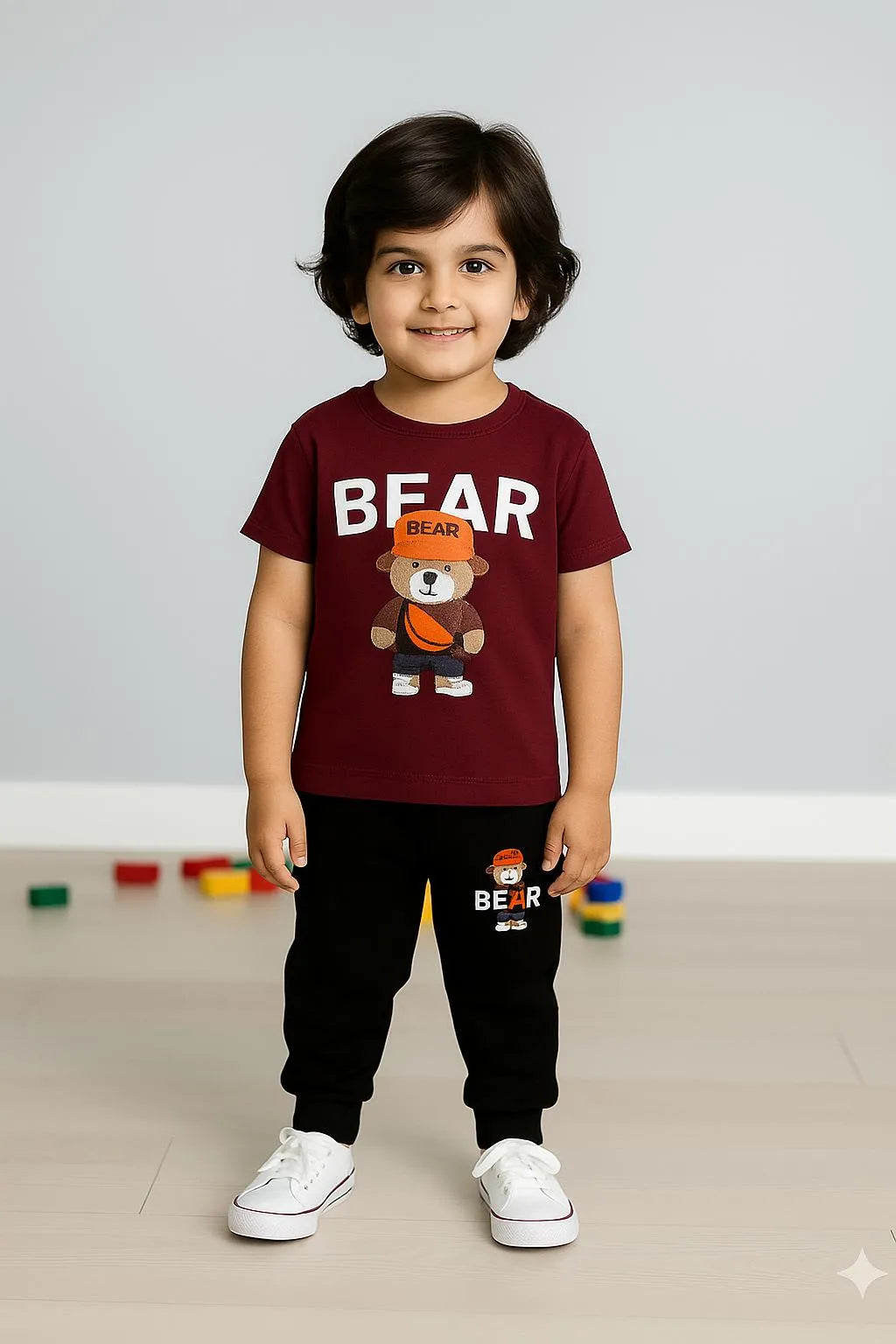 Bear Print 2-Piece Tracksuit for Kids 1–12 Years – Cute Casual Outfit for Boys & Girls