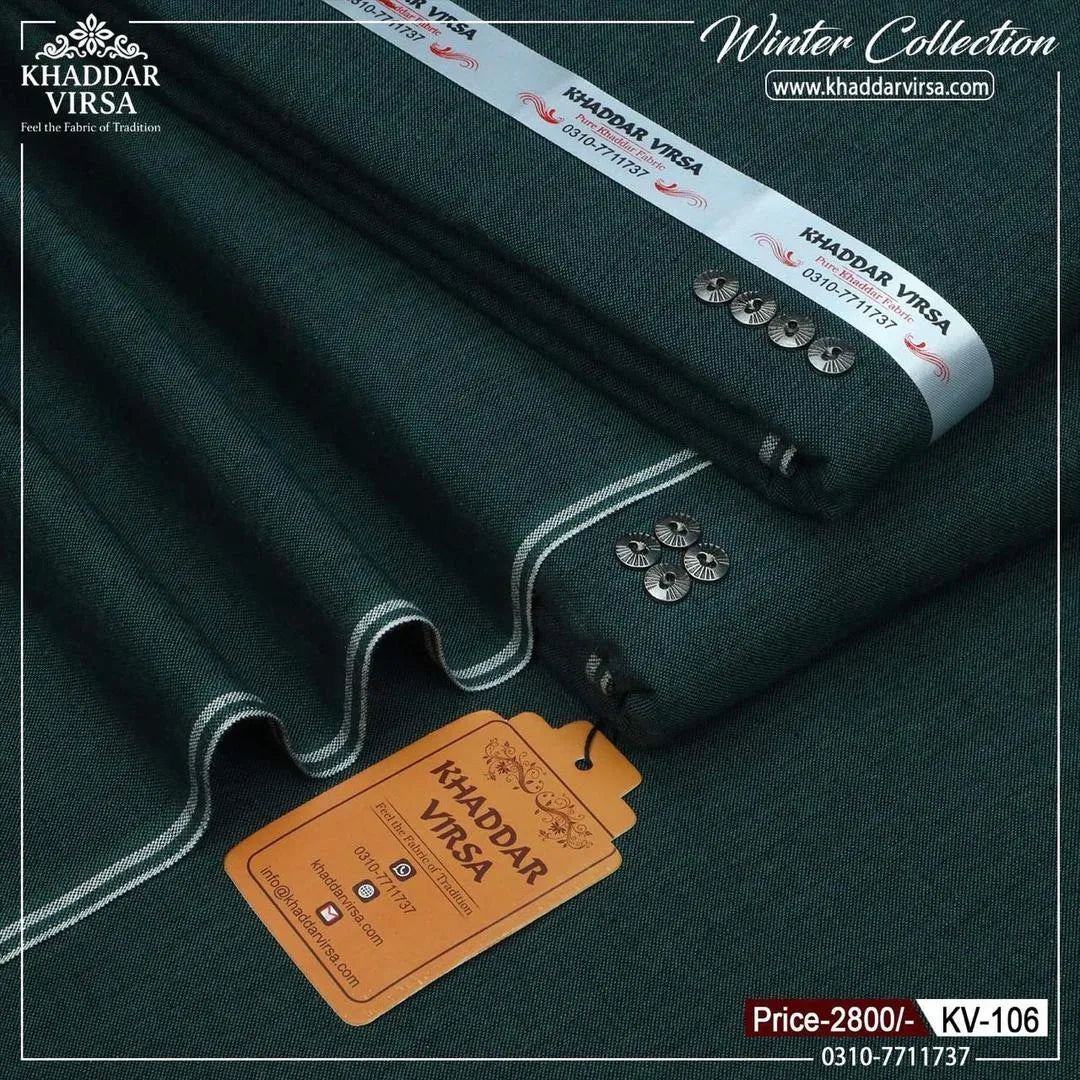 Men's Green Khaddar Suit | Winter Unstitched Fabric