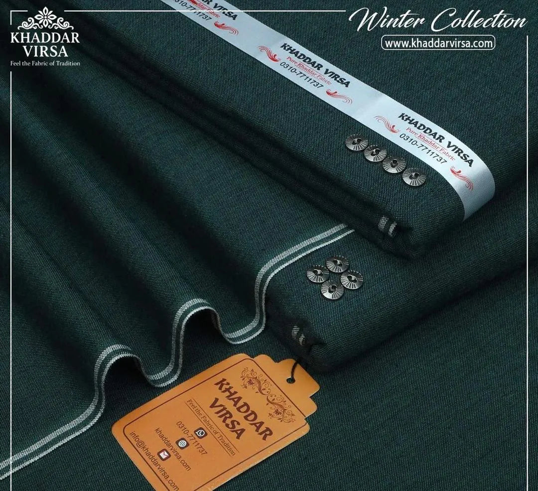 Men's Green Khaddar Suit | Winter Unstitched Fabric