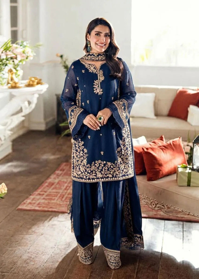 Neck, Sleeves & Daman Thread Embroidered 3-Piece Suit for Women – Ready to Wear Set