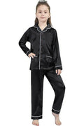 Kids Nightwear Set Black Silk 2-Piece Sleepwear for Boys & Girls 5–12 Years