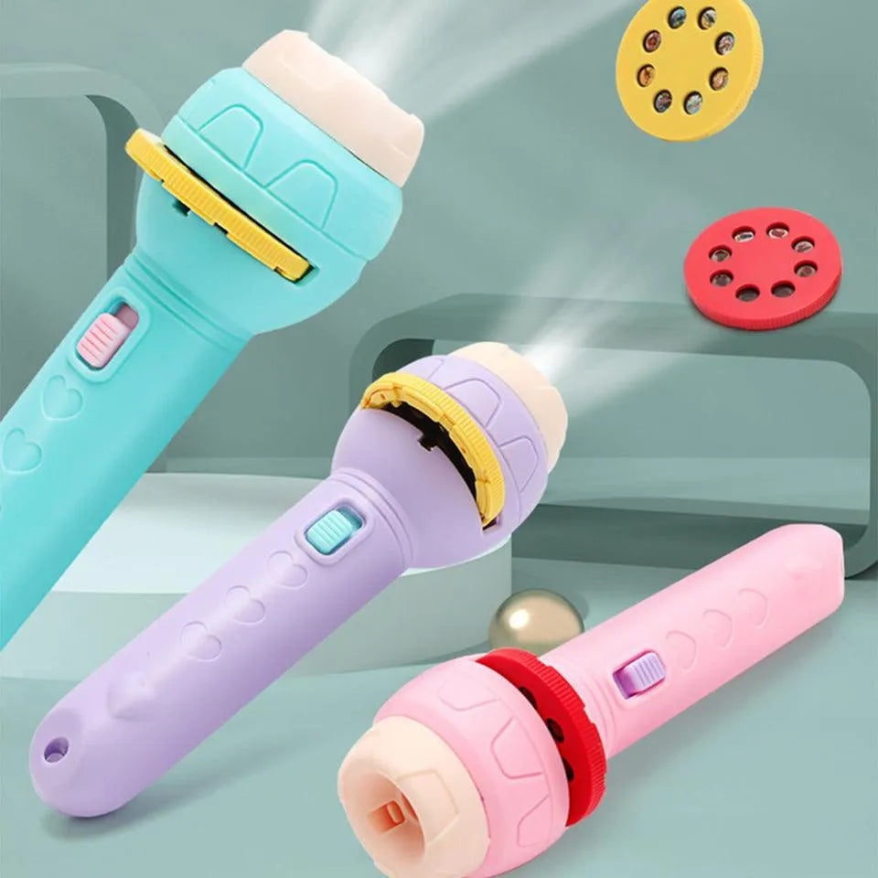 Kids Animal Print Projection Torch with 12 Themes – Educational Projector Flashlight Toy