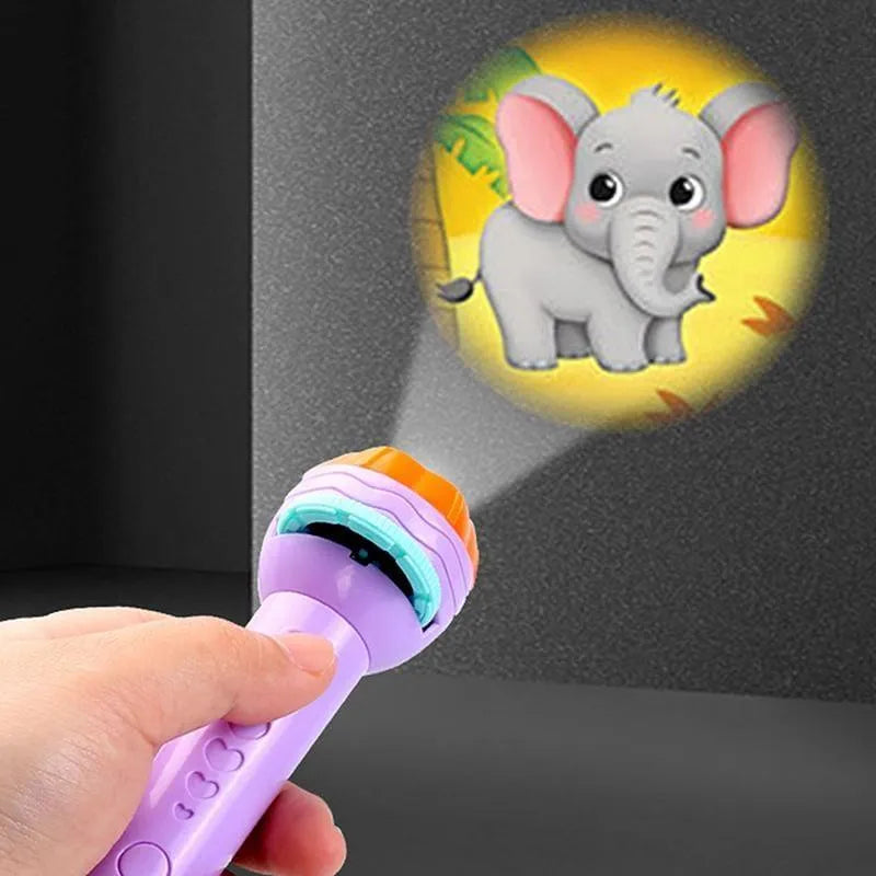 Kids Animal Print Projection Torch with 12 Themes – Educational Projector Flashlight Toy