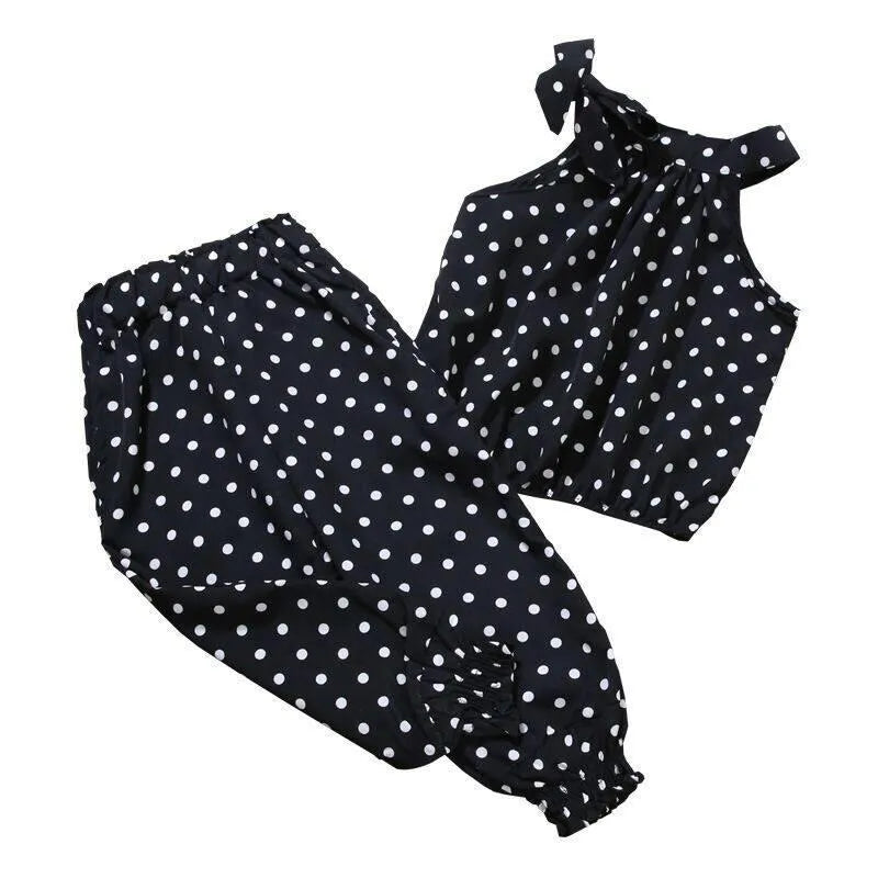 Green Polka Dot Cotton Pajamas Set for Girls 1–10 Years – Soft Kids Sleepwear