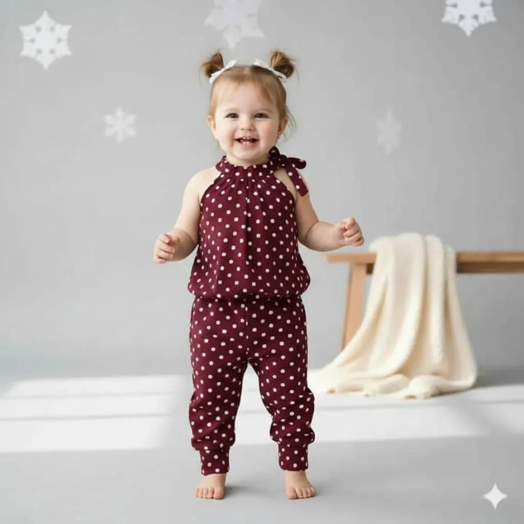 Green Polka Dot Cotton Pajamas Set for Girls 1–10 Years – Soft Kids Sleepwear