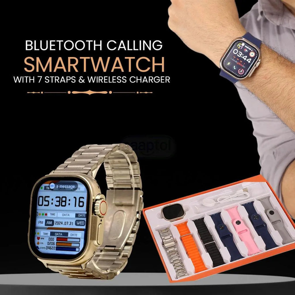 7-in-1 Smart Watch with 7 Interchangeable Straps – Bluetooth Fitness Tracker for Men & Women