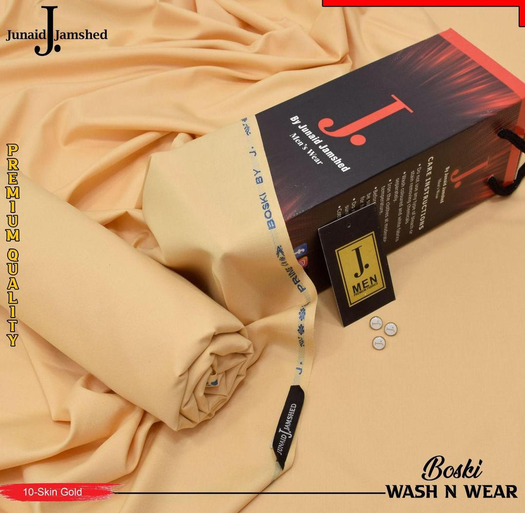 Men's Golden Wash & Wear Plain Suit – Premium Unstitched Summer Shalwar Kameez Fabric