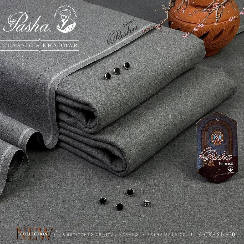 Men's Grey Khaddar Unstitched Suit – Premium Winter Formal Wear Fabric