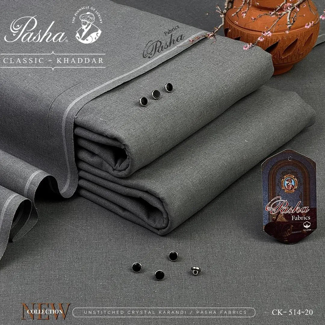 Men's Grey Khaddar Unstitched Suit – Premium Winter Formal Wear Fabric