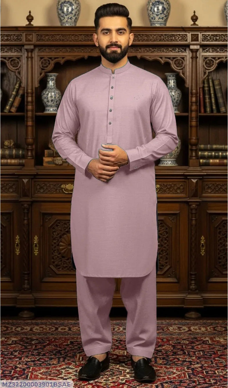 Purple Cotton Men's Kurta Pyjama Suit | Stitched Summer Traditional Wear
