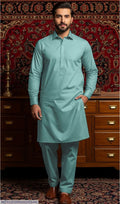 Men's Cotton Plain Blue Suit – Lightweight Summer Casual & Formal Wear