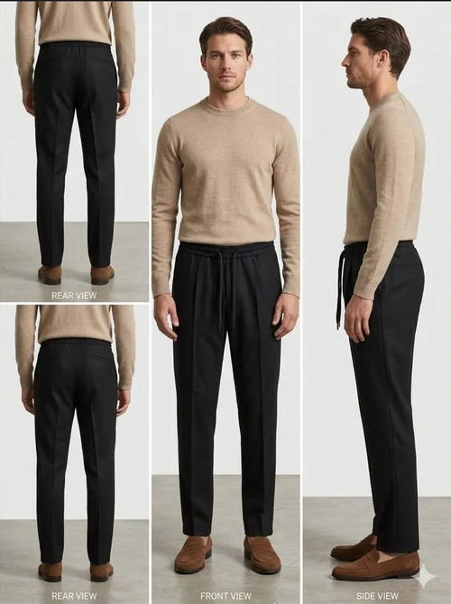 Men's Black Slim Fit Trousers | Stylish Casual & Formal Pants