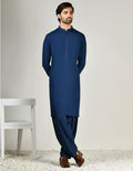 Men's Blue Boski Plain Suit – Premium Stitched Shalwar Kameez for Winter