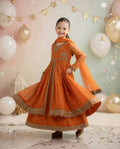Orange Embroidered Lawn 3-Piece Set for Girls 3–4 Years – Kurta Shalwar with Dupatta