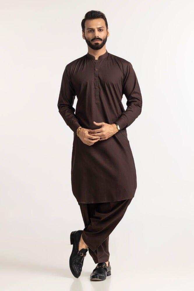 Brown Wash & Wear Men's Stitched Suit – Premium Winter Shalwar Kameez Pakistan
