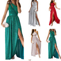 Sleeveless Shiny Hollow Slit Long Dress – Elegant Women's Evening & Party Gown