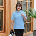Plus Size Women's Business Shirt – Anti-Show Through Button-Up Office Blouse with Dark Buttons
