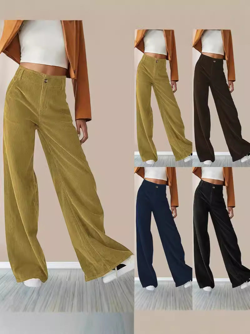 Women's Corduroy Slim Fit Pants – Casual Winter Trousers for Women