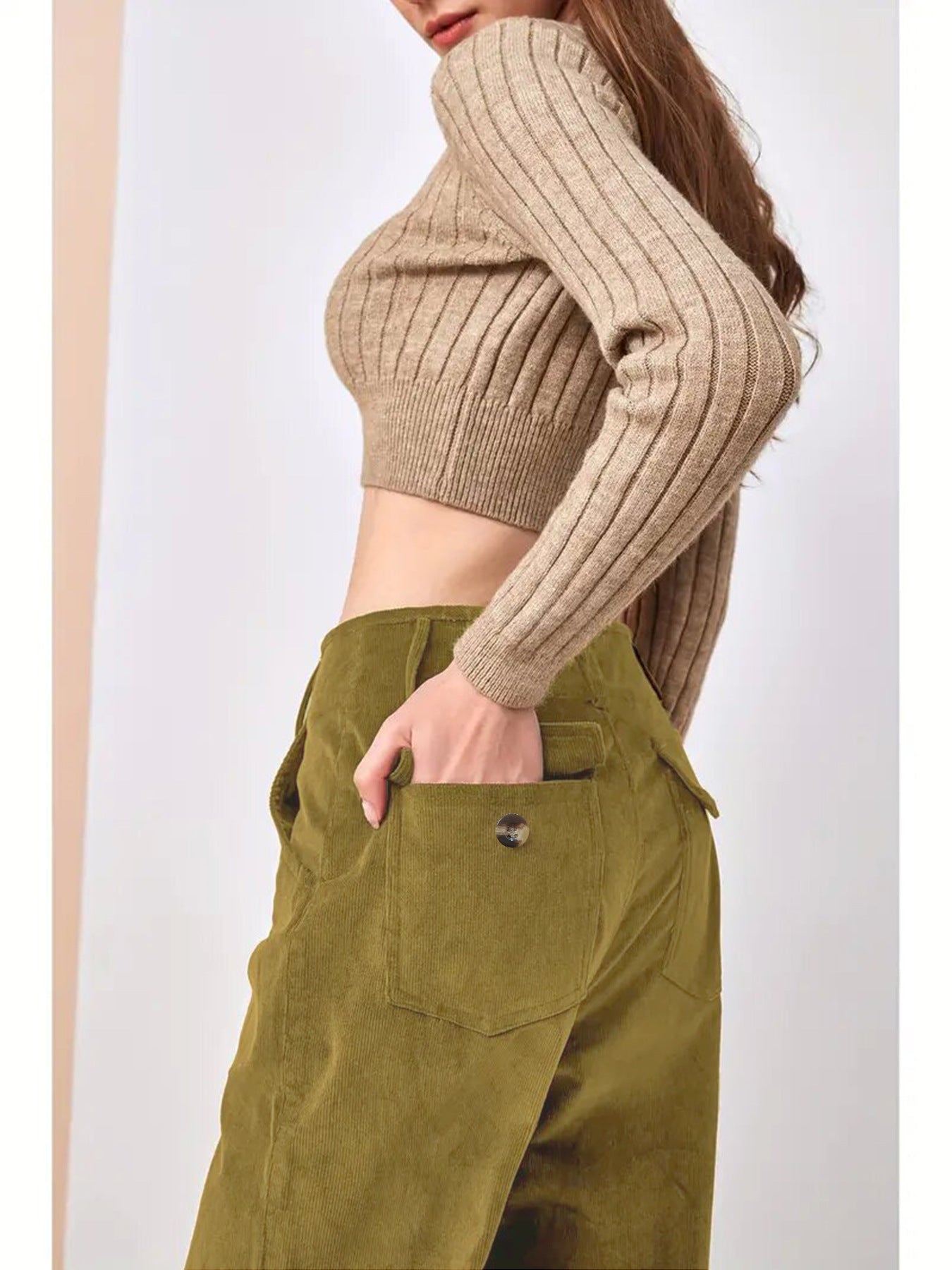 Women's Corduroy Slim Fit Pants – Casual Winter Trousers for Women