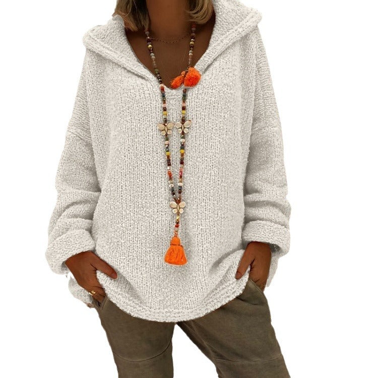 Women's Plus Size Hoodie Sweater – Casual Cotton Blend Pullover Sweatshirt
