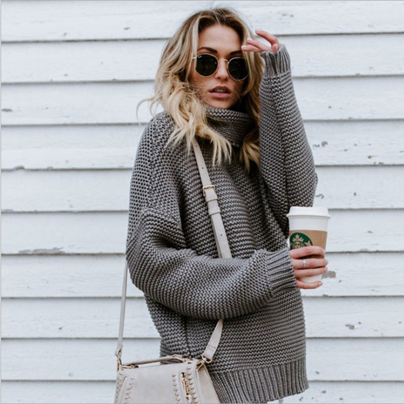 Women's Turtleneck Knit Sweater – Long Sleeve Casual Winter Warm Hooded Jacket