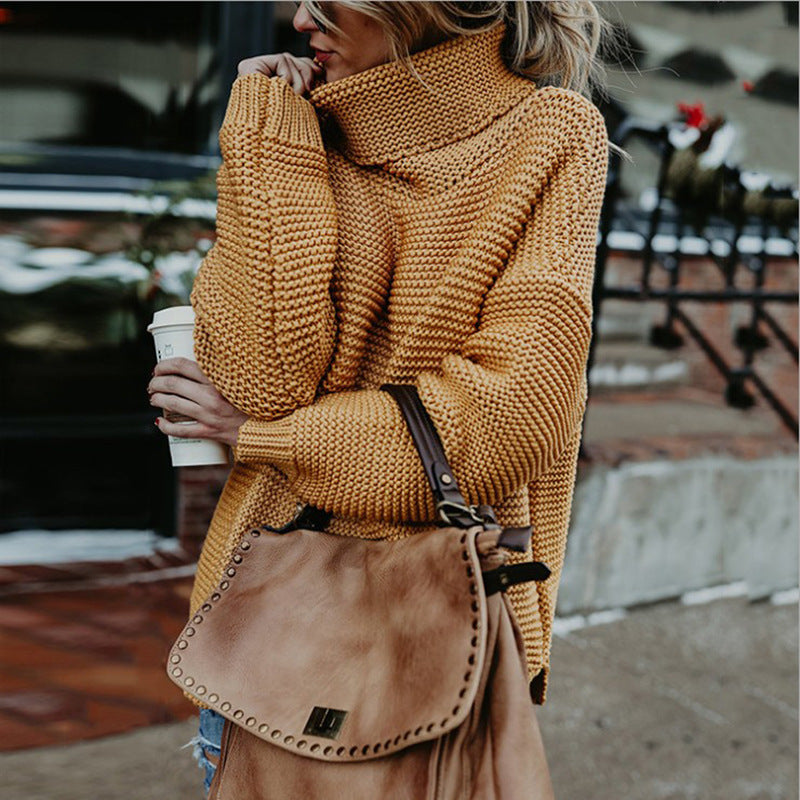 Women's Turtleneck Knit Sweater – Long Sleeve Casual Winter Warm Hooded Jacket