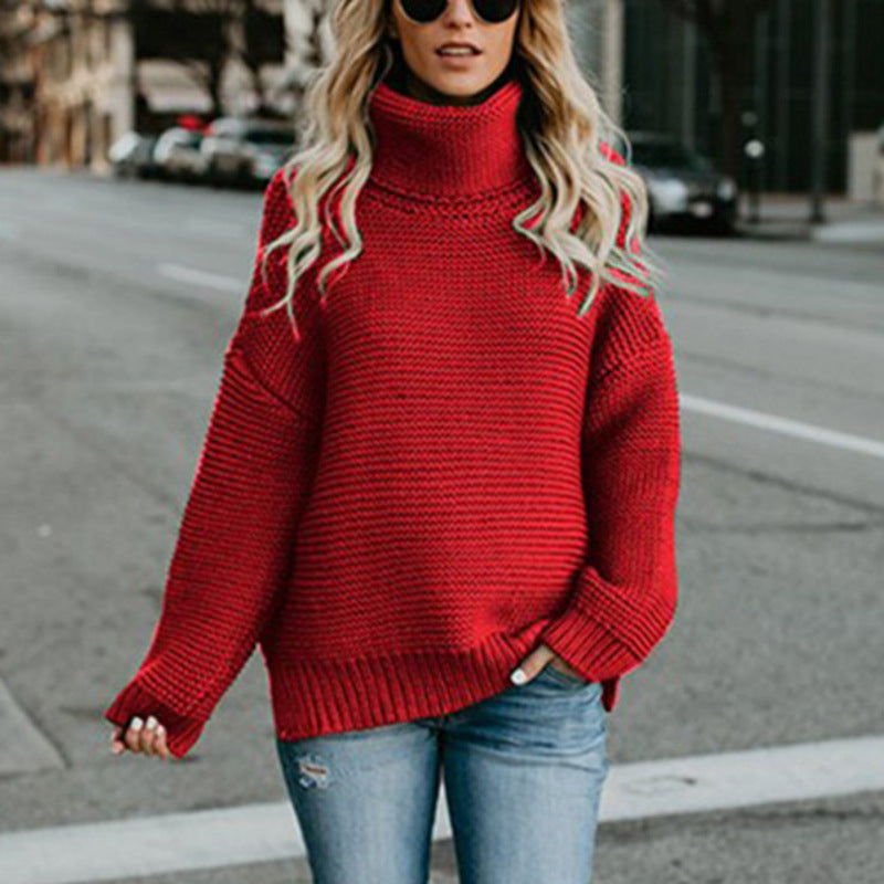 Women's Turtleneck Knit Sweater – Long Sleeve Casual Winter Warm Hooded Jacket