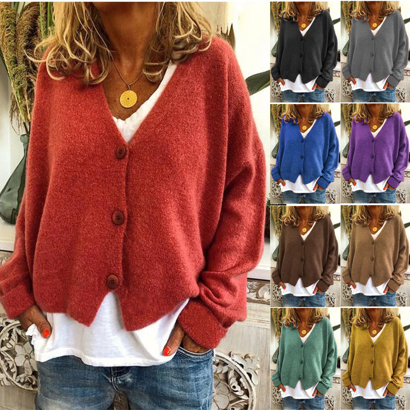 Women's Knit Cardigan – Loose Fit Casual Autumn Winter Sweater