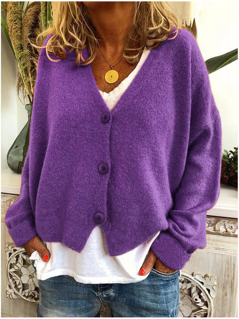 Women's Knit Cardigan – Loose Fit Casual Autumn Winter Sweater