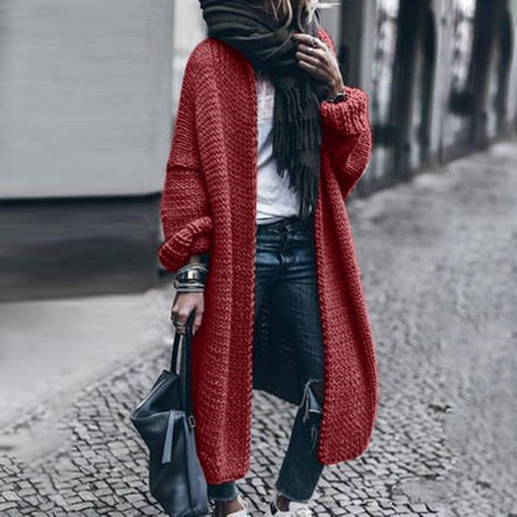 Women's Loose Knitted Cardigan – Multi-Color Woolen Autumn Winter Jacket