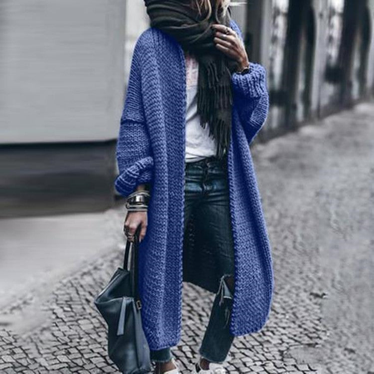 Women's Loose Knitted Cardigan – Multi-Color Woolen Autumn Winter Jacket