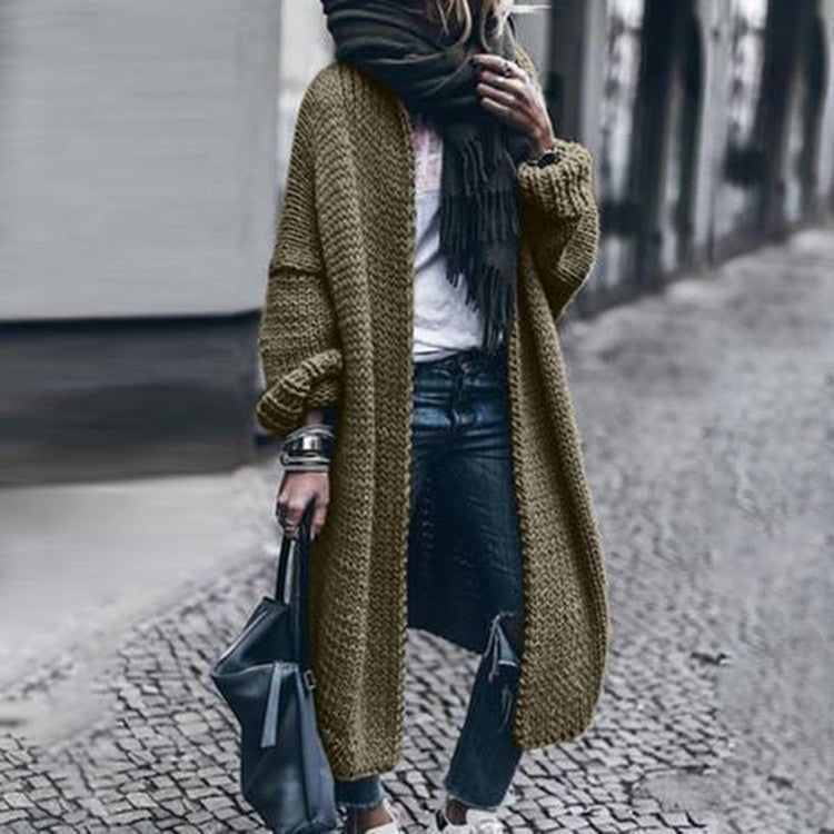 Women's Loose Knitted Cardigan – Multi-Color Woolen Autumn Winter Jacket