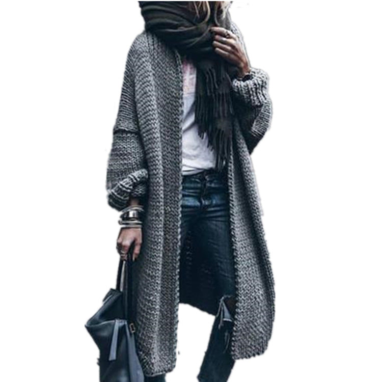 Women's Loose Knitted Cardigan – Multi-Color Woolen Autumn Winter Jacket
