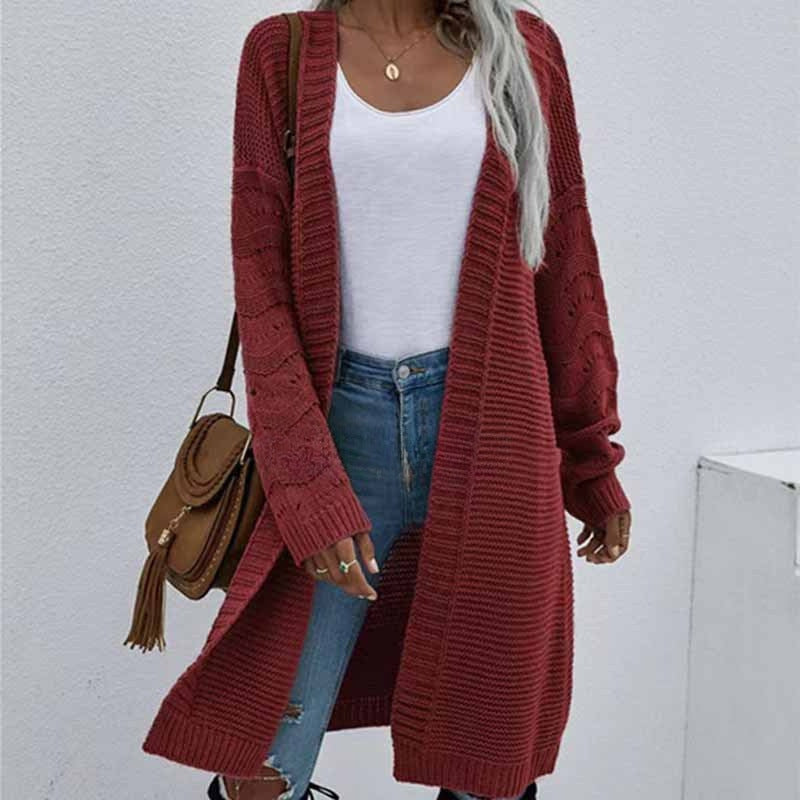 Women's Long Knitted Cardigan – Casual Autumn Winter Open Front Sweater