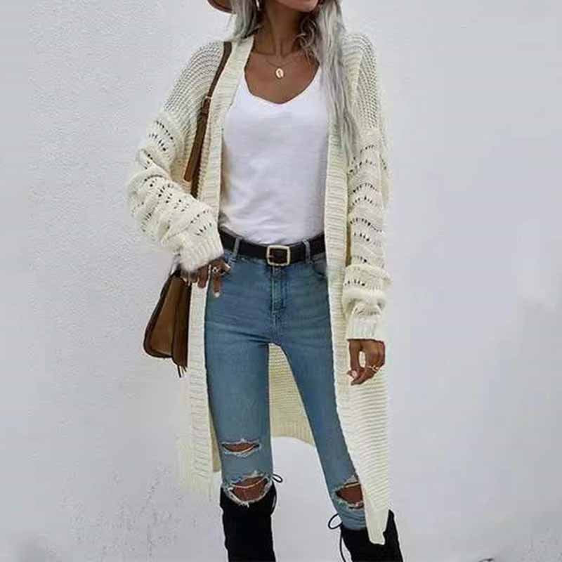 Women's Long Knitted Cardigan – Casual Autumn Winter Open Front Sweater