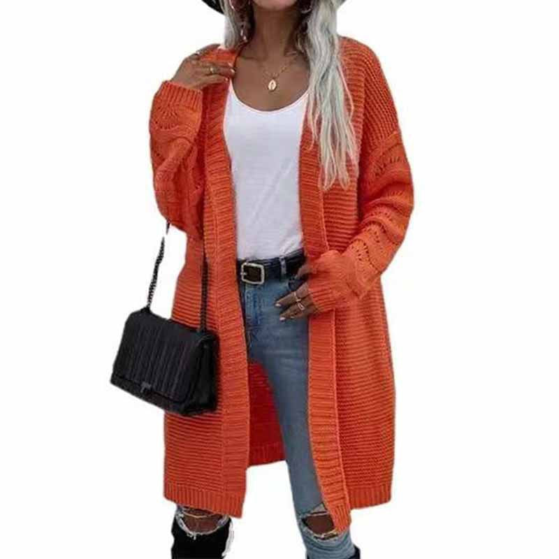 Women's Long Knitted Cardigan – Casual Autumn Winter Open Front Sweater