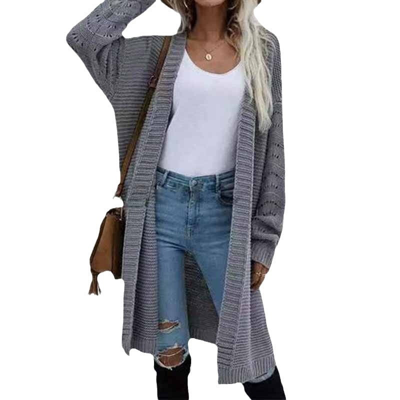 Women's Long Knitted Cardigan – Casual Autumn Winter Open Front Sweater