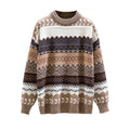 Women's Loose Knit Sweater – Winter Geometric Pattern Casual Pullover