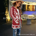 Women's Floral Knit Cardigan – Black & Red Long Sleeve Casual Sweater
