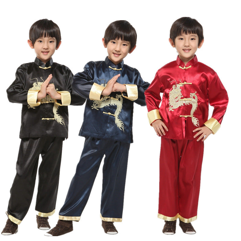 Pakistani Kids Tang Suit with Golden Dragon Embroidery – Traditional Festive Outfit