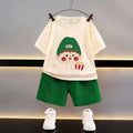 Kids Cotton T-Shirt & Shorts Set Yellow Cartoon Print – Summer Outfit for Boys & Girls