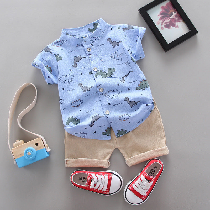 Baby Dinosaur Cotton Suit – Short Sleeve 2-Piece Outfit for Infants & Toddlers