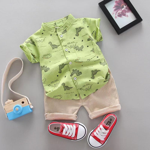 Baby Dinosaur Cotton Suit – Short Sleeve 2-Piece Outfit for Infants & Toddlers